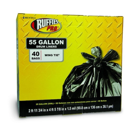 Ruffies Ruffies 55 gal Drum Liners Wing Ties 40 pk 1.5 mil 1836200
